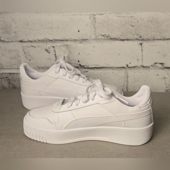 Puma Carina Platform Sneakers White Leather Women’s Size 6 - Picture 6 of 10